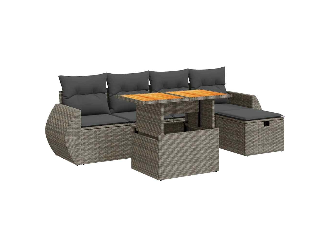 Conjunto de 6 Sofás Jardim com Almofadões Pe/acácia Cinzento MAISON EXCLUSIVE (6 pcs)