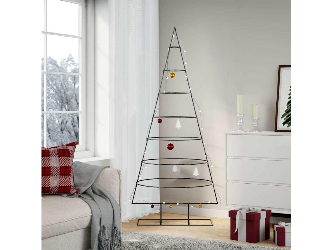 Vidaxl Árvore De Natal Para Decoração 180 Cm Metal Preto