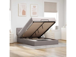Vidaxl Cama Otomana Com Colchão 140x200 Cm Tecido Cinza