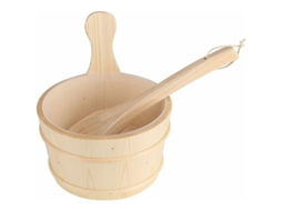 Conjunto de balde e copo de madeira Nova Line para sauna, spa, banho, presente