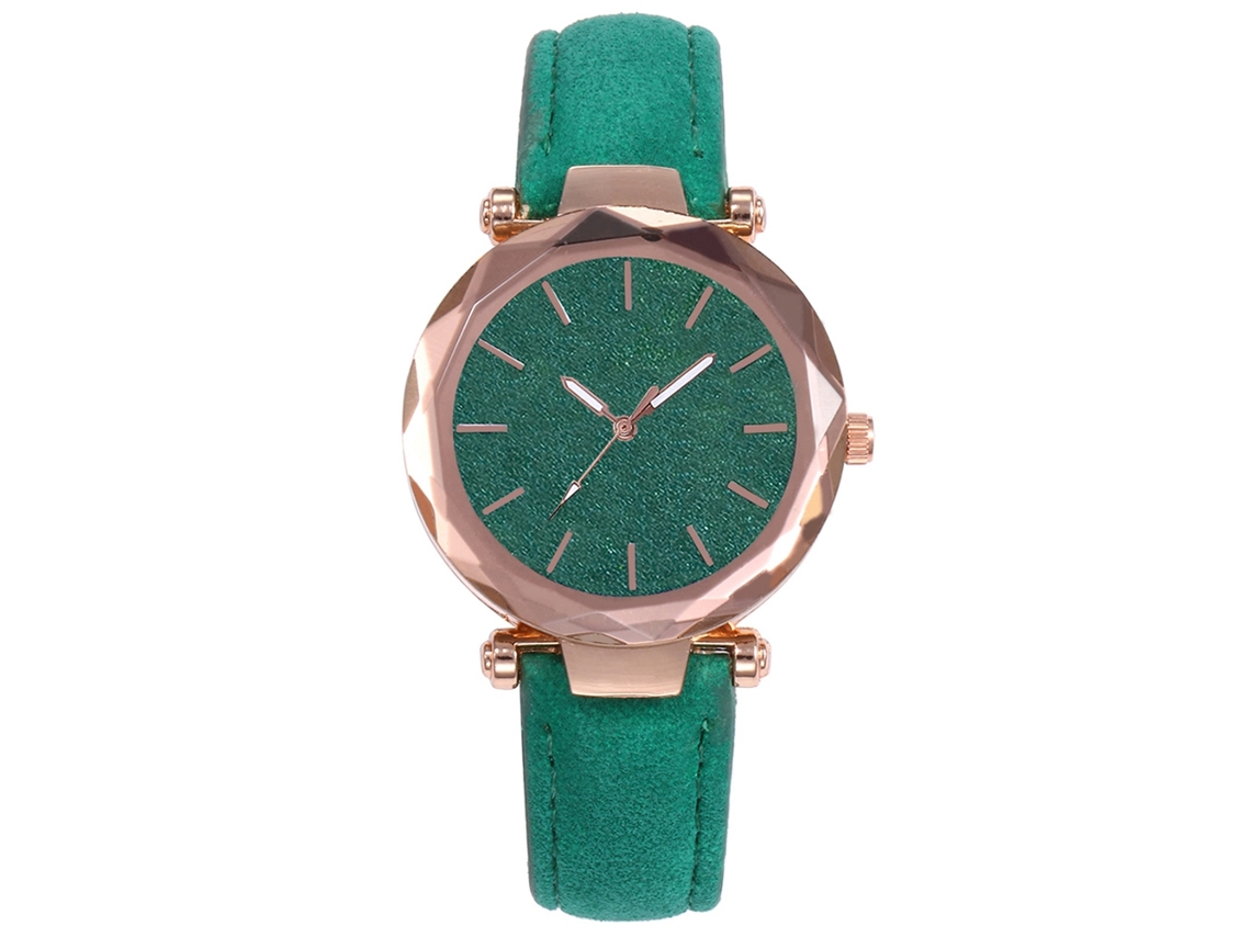 Relógio de Pulso Feminino de Couro Pu com Textura Mate Estilo Fashion Vansvar (verde)