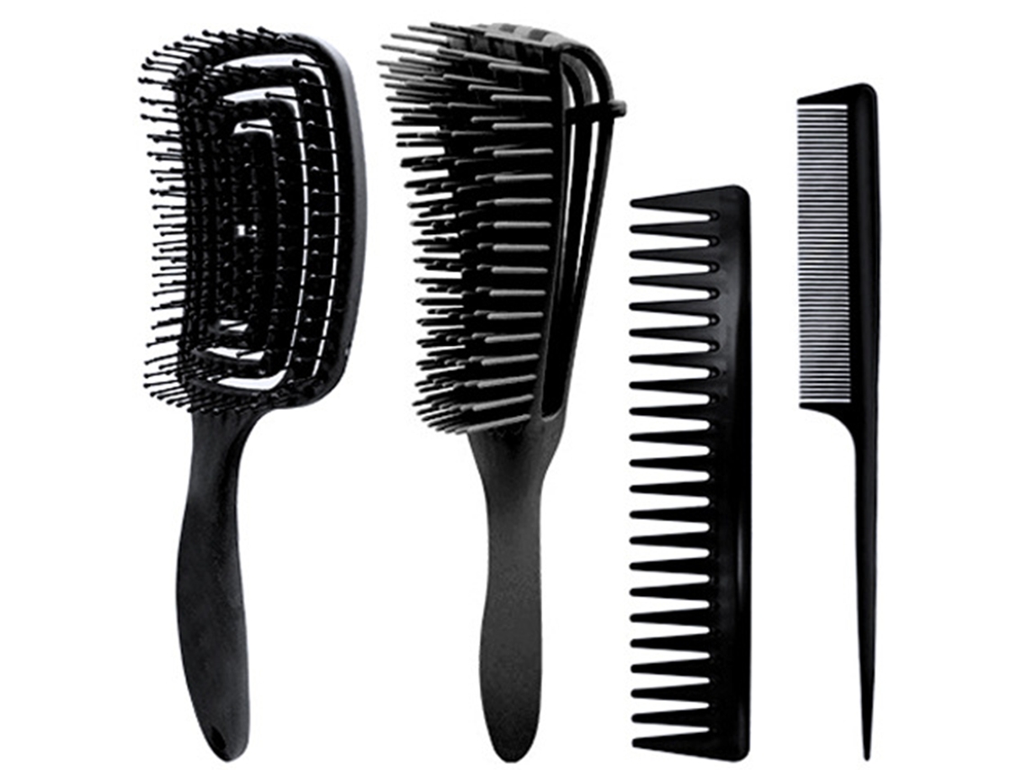 4 Pçs de Escova de Cabelo para Homens e Mulheres Pente de Pente de Pente e Escova Conjunto de Escovas para Crianças Ótimo para Cabelos Molhados Ou S