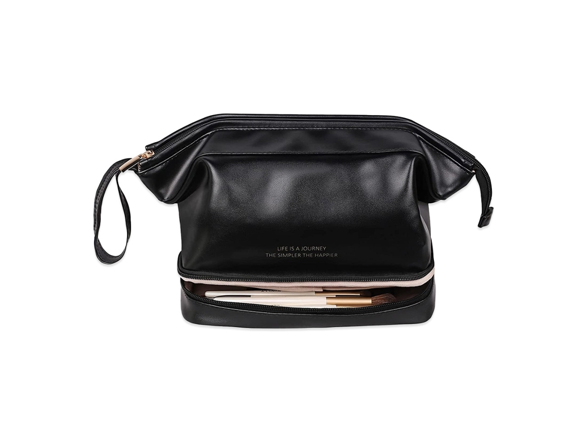 Bolsa de Cosméticos Dupla, Necessaire de Viagem em Couro LIPTAPTYN