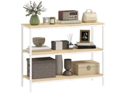 Consola Entrada DECORALAR TECH 3 Prateleiras Abertas com Pés de Metal, natural e branco