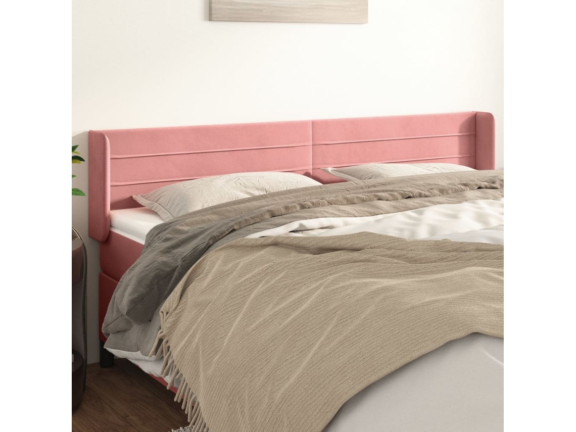 Vidaxl Cabeceira De Cama C/ Abas Veludo 183x16x78/88 Cm Rosa