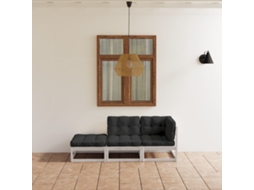 Vidaxl 3 Pcs Conjunto Lounge De Jardim C/ Almofadões Pinho Maciço