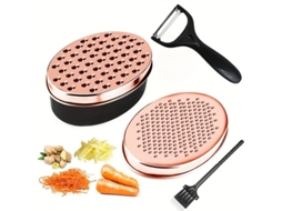 Rallador de Queso Con Contenedor de Acero Inoxidable 430 Y Pp Alimentario para Verduras Y Papas (oro Rosa)