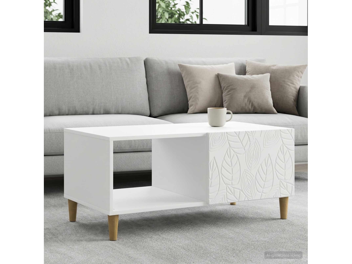 Vidaxl Mesa De Centro Branco 90 X 50 X 40 Cm Derivados De Madeira