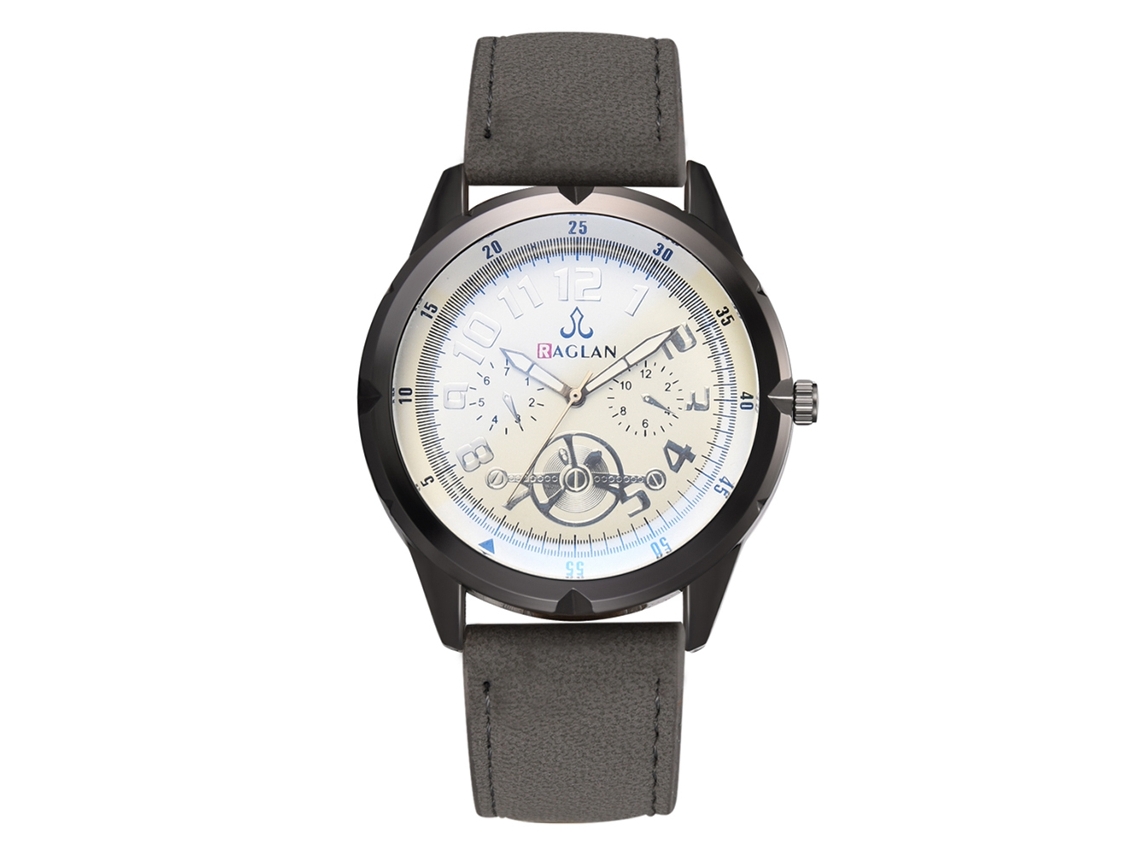 Relógio de Pulso Masculino de Quartzo com Pulseira Pu Estilo Casual Elegante Negócio Cinza