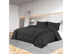 Vidaxl Conjunto De Capa De Edredão 140x200 Cm Algodão Preto