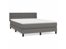 Cama com Molas Couro Artificial Cinzento MAISON EXCLUSIVE 140x190 cm