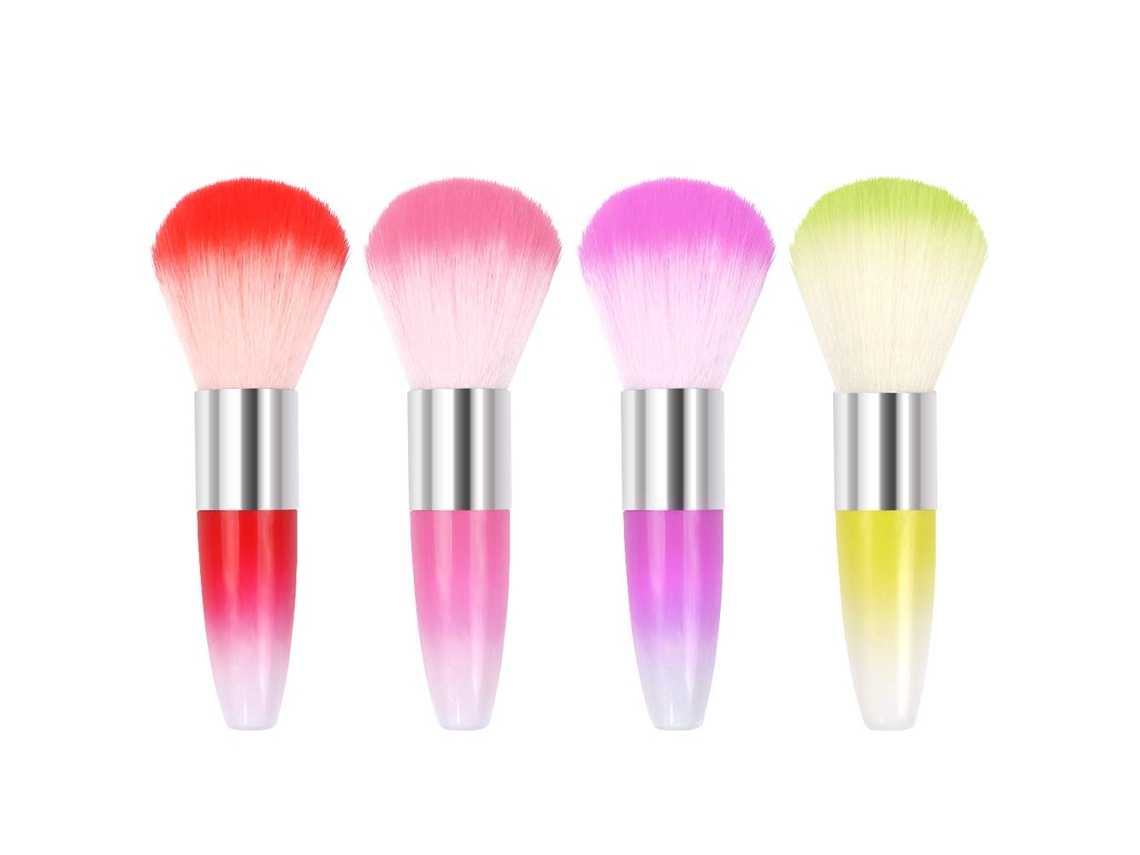 Pincel Para Pó De Unha 4 Peças, Limpa Esmalte E Pincel Para Blush Em Pó