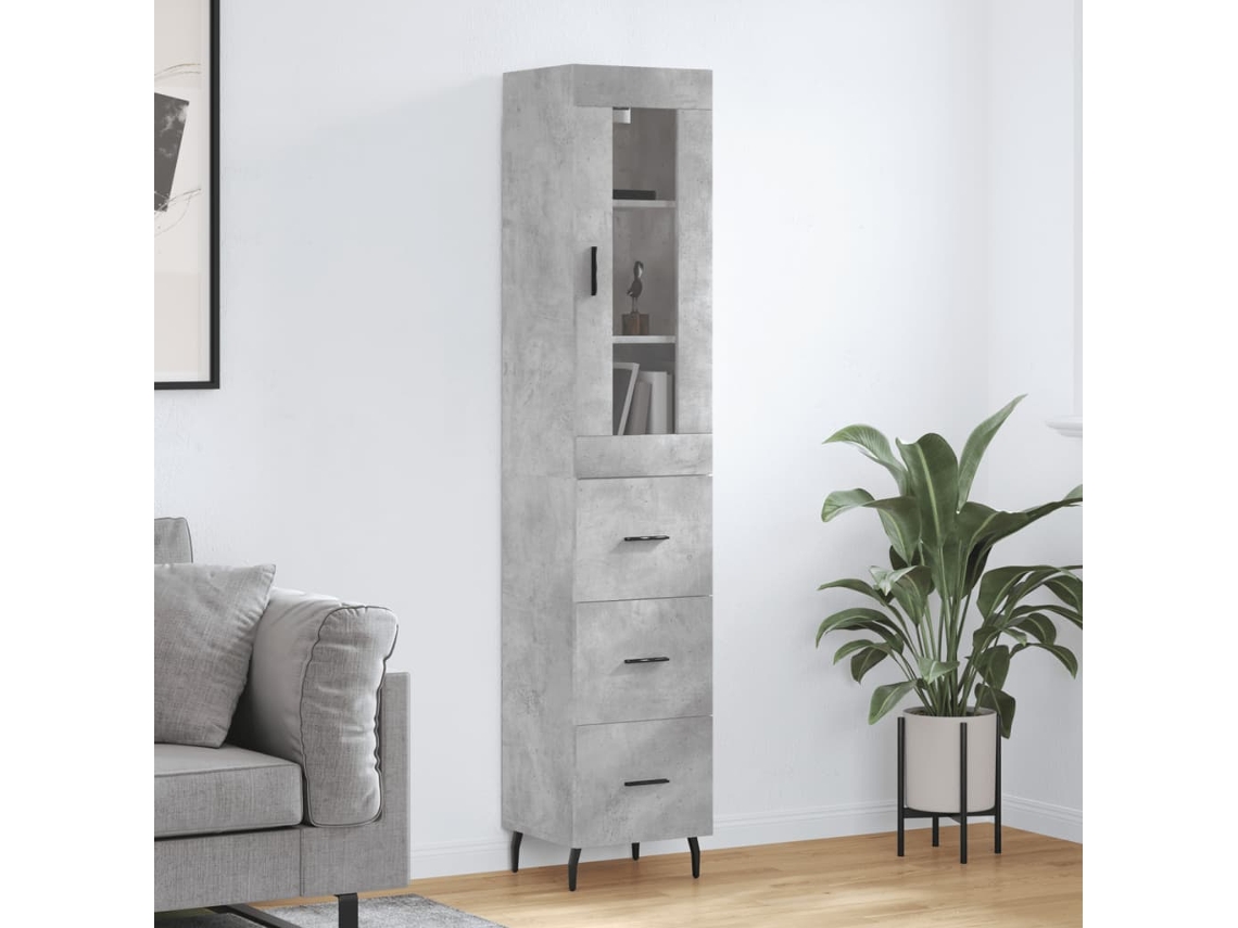 Armario alto 34,5x34x180 cm Madera procesada Gris Cemento