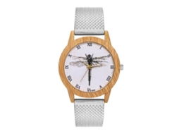 Reloj De Pulsera De Malla Delicada Con Patrón De Libélula Para Mujer Plata Cuarzo