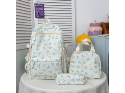 Conjunto De Mochila Com Laço De Três Peças - Conjunto De Mochila Fofa, Adequado Para Uso Diário Na Escola, Passeios, Etc Azul