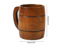 Caneca de Cerveja Vintage de Madeira, 350 Ml, Copo Grande para Bebidas com Alça AQUAFORGE