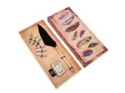 Kit de Caneta de Escrita Vintage com Pena e Caixa de Presente LAXISCREED