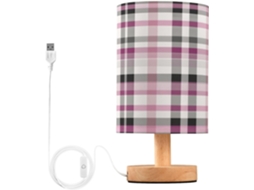 Abajur De Cabeceira Xadrez Para Quarto, Abajur De Cabeceira Led, Luminária De Leitura Com Portas Usb E Cúpula Tecido