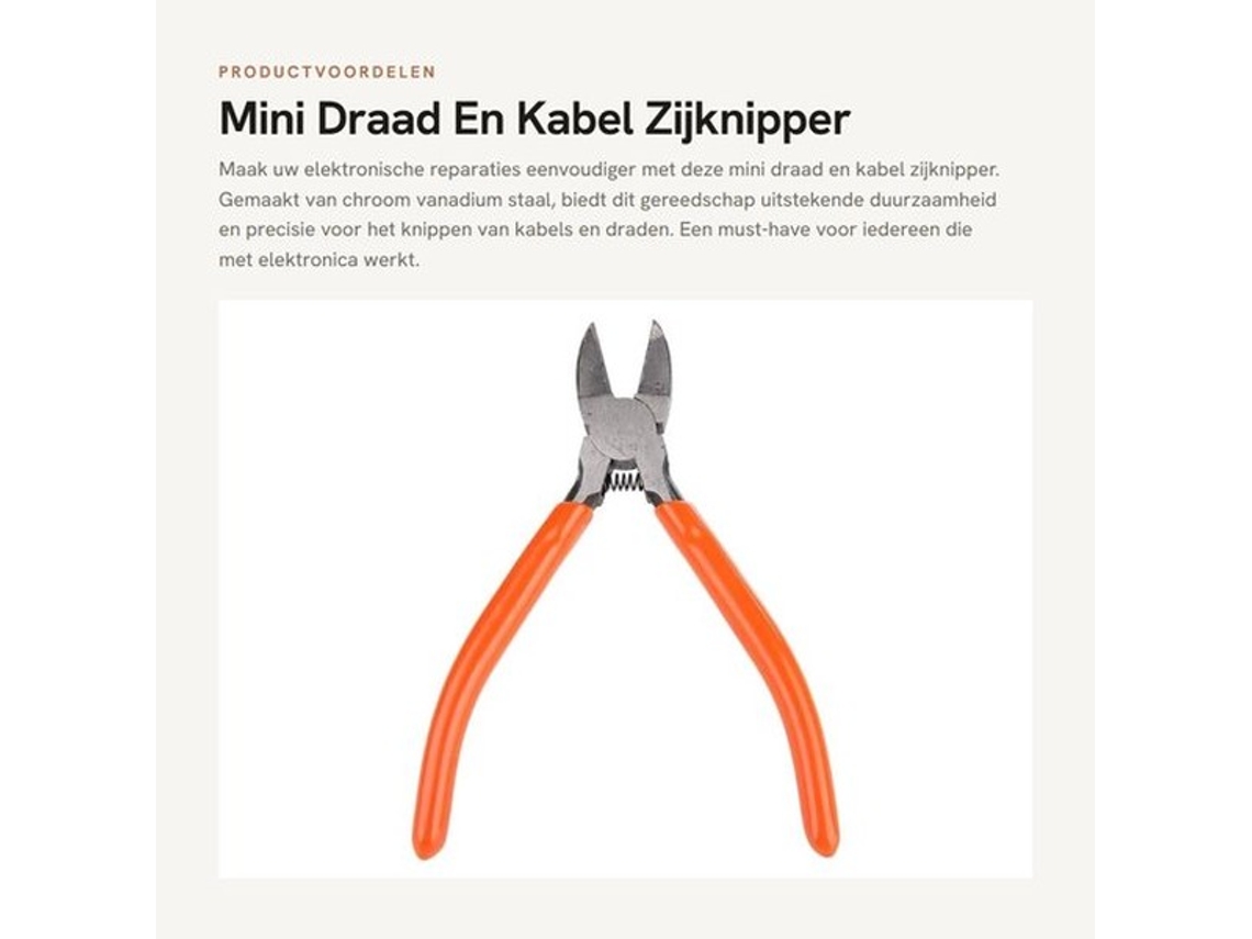 Mini Draad En Kabel Zijknipper - 5 Inch Precisie Gereedschap - Chroom Vanadium Staal - Voor Elektronische Kabels - Ergonomisch Ontwerp -...