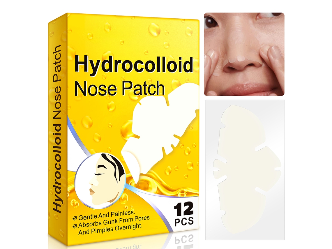 12 Parches Para Nariz De Hidrocoloide Para Eliminar Puntos Negros, Tiras De Limpieza De Poros Y Parches Para Acné