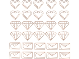 Baluue 30 clipes de papel pequenos e decorativos em formato de coração dourado, pacote com 30 unidades para organização e