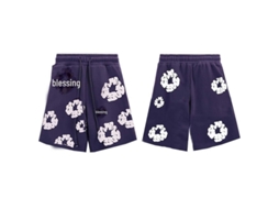 Shorts Casuais Unissex Com Estampa Kapok Em Algodão 100% - Conforto E Estilo Para Dias Quentes Azul