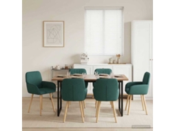 Vidaxl Cadeiras De Jantar 6 Unid. Tecido Verde-escuro