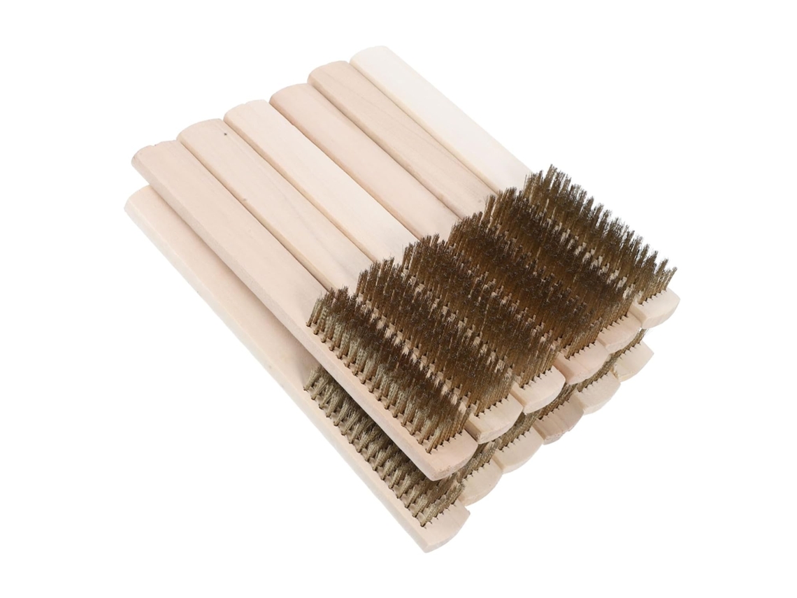 Conjunto de 12 escovas de metal resistentes, com cabos e cerdas de cobre