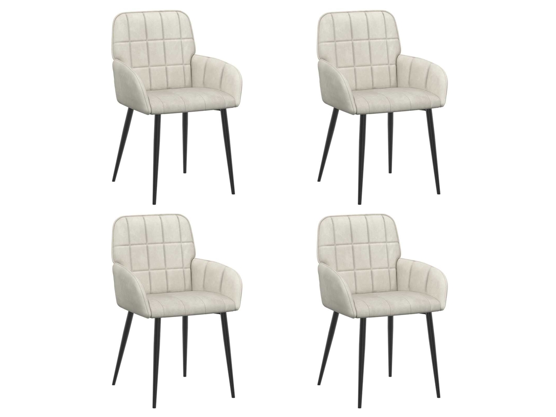 Conjunto 4 Cadeiras De Jantar Vidaxl Creme Veludo (57 X 50 X 85 Cm)
