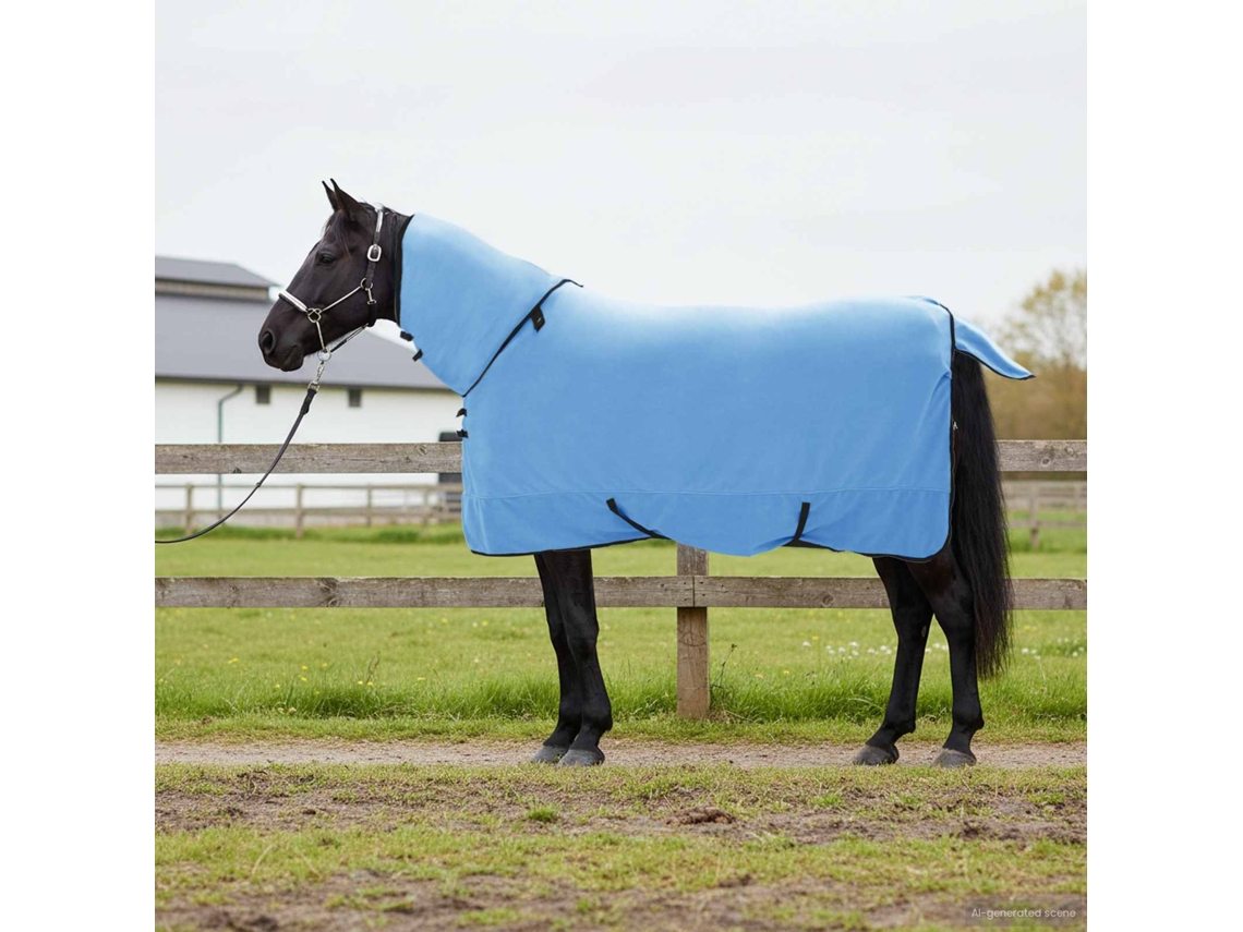 Vidaxl Cobertor De Cavalo Aqua Completo 165 Cm Fleece De Poliéster