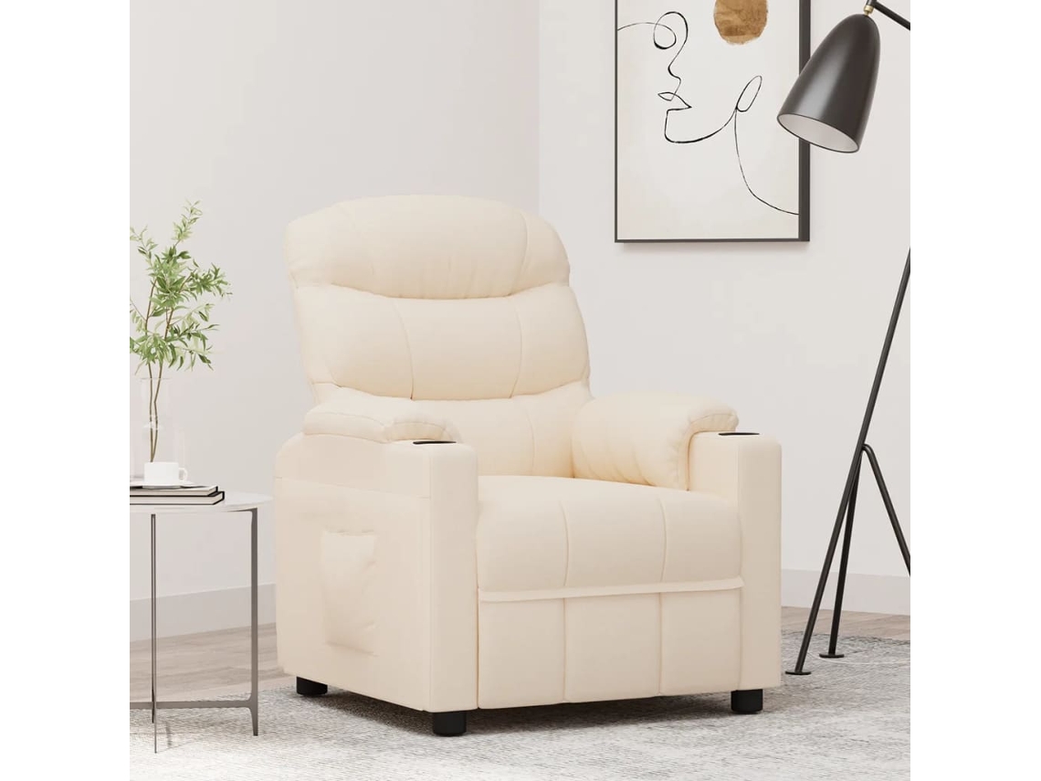Vidaxl Poltrona Reclinável Tecido Cor Creme