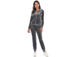 Conjunto De Moletom Feminino Bright Deer Com Capuz E Calça De Treino - Loungewear E Esportivo Para Inverno, Primavera E Outono Cinza