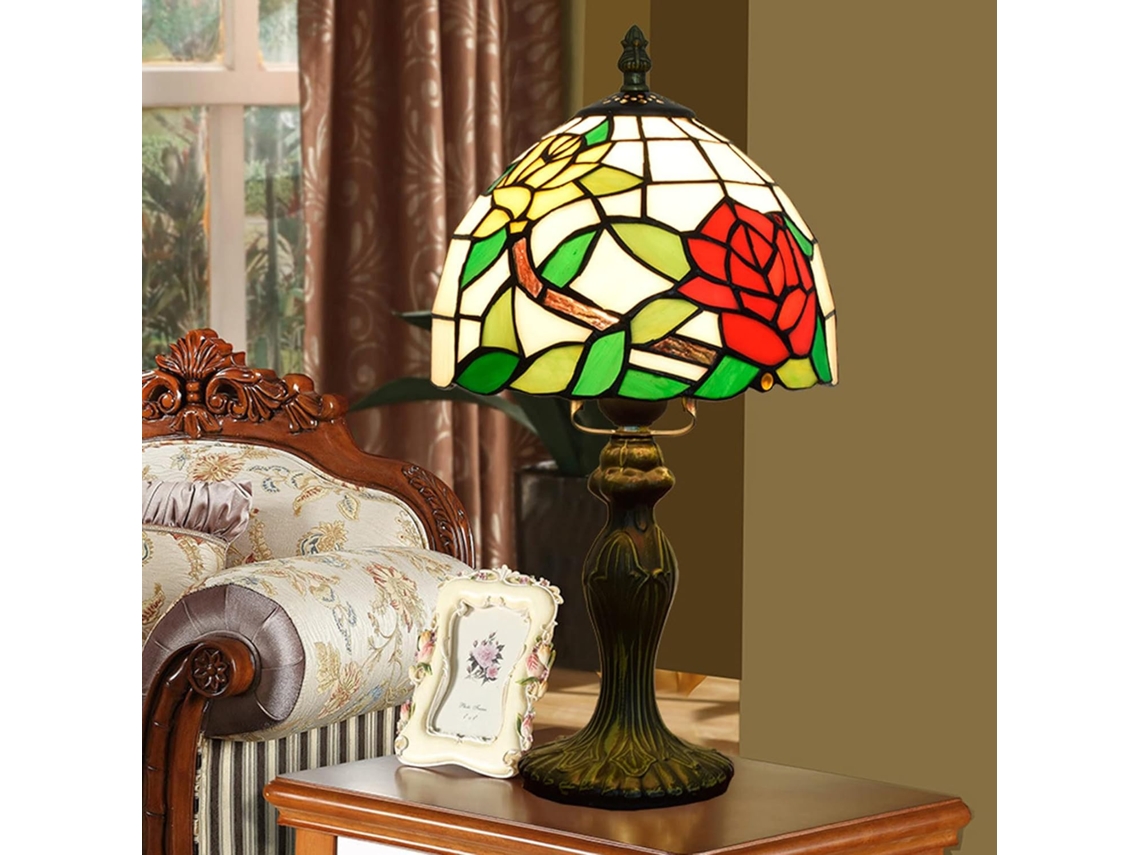 Luminária Tiffany Pequena Botowi Para Cabeceira, Luz Ambiente Para Mesa De Cabeceira, Luminária De Mesa Rosa, Mini Luz
