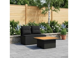 Vidaxl 2 Peça Sofá Do Meio Para Jardim Com Mesa Elevatória Vime Pe