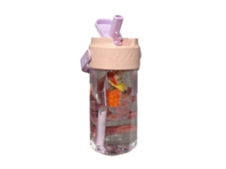 Garrafa de Água com Canudo e Filtro de Chá Cute 800ml Pc Rosa para Mulheres e Meninas | S/MARCA