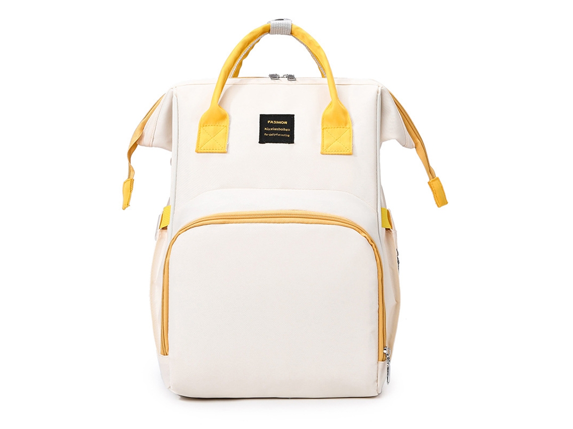 Mochila Maternal, Bolsa de Fraldas Leve com Compartimento Térmico para Mamadeira, Bolsa para Bebê SPQMENT (amarela)