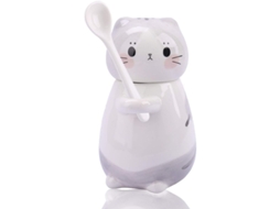 Taza De Cerámica Cute Com Tampa E Colher, Taza De Café Gatito 9 Oz Para Chá Leite Presente De Aniversário Natal Cor Pudding