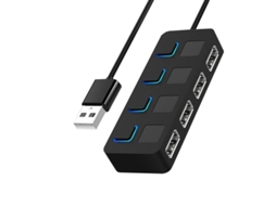 2026-concentrador Usb 2.0 De 4 Puertos Com Interruptores Led Individuais, Não Compatível Com Carregamento, Para Mac E Pc