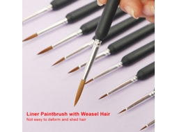 11 Pincéis Liner Artísticos para Pintura Acrílica, Aquarela, Gouache, Madeira e Alumínio | S/MARCA
