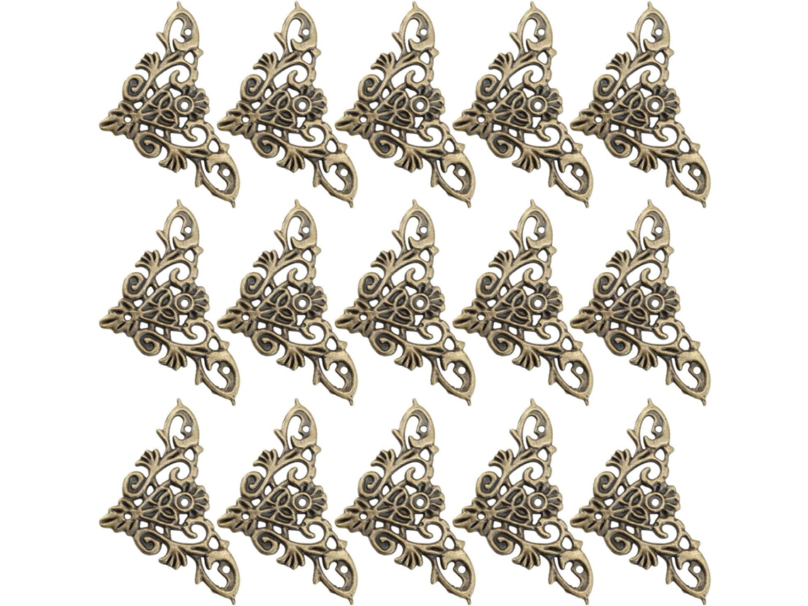 Bestoyard 24 Peças Lote De Équerres Robusto E Elegante Métal Ajouré Angle Vintage Para Meubles Com Clous