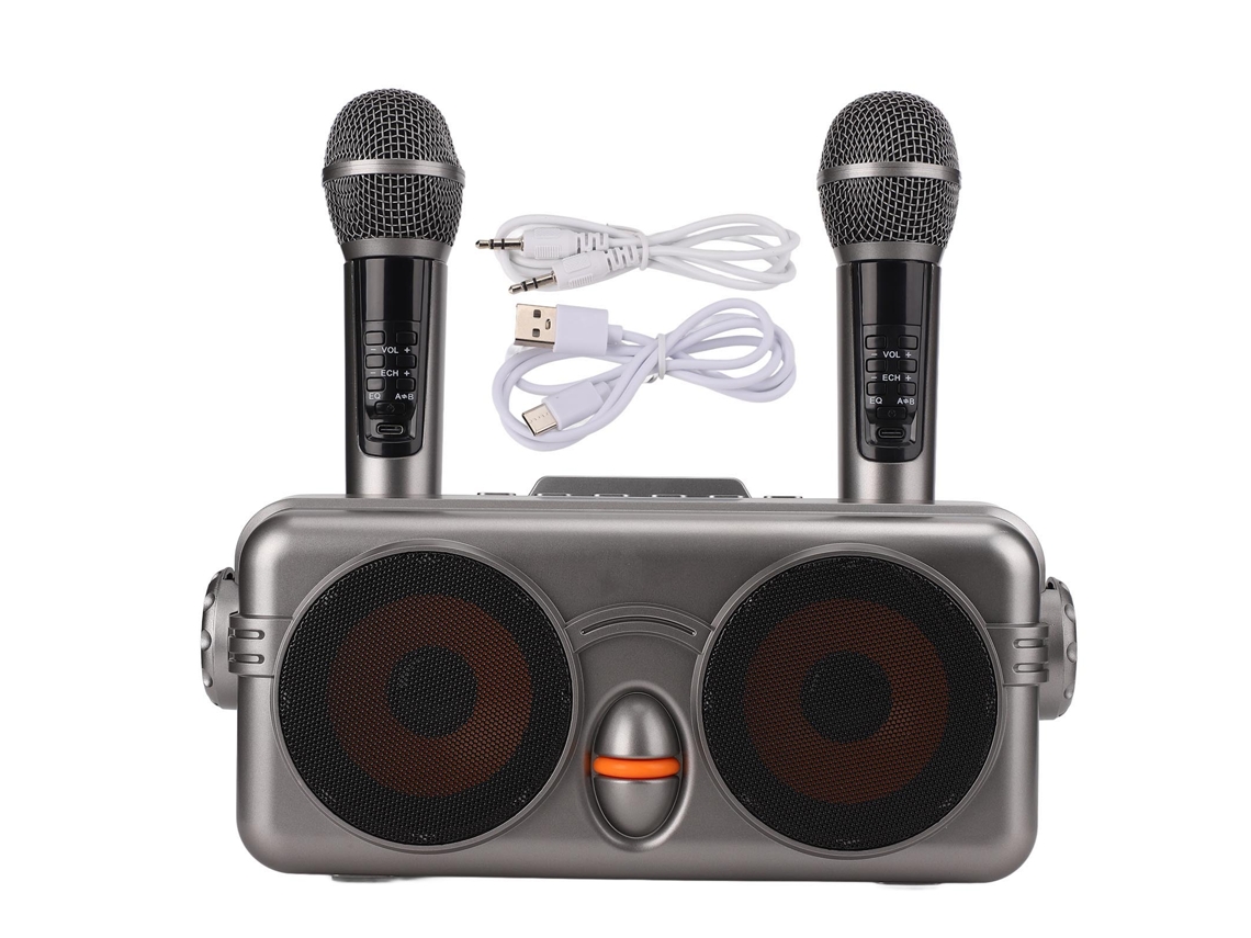 Máquina All in one Sem Fio de Entretenimento de Karaokê EOOCOO (caixa de Som Bluetooth com Dois Microfones)
