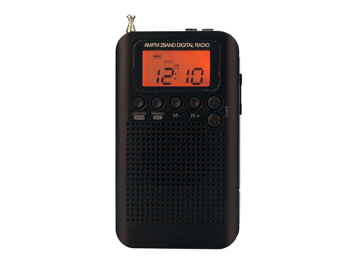 Rádio Portátil Am/fm Estéreo De Bolso 2 Bandas Com Sintonização Digital E Tela Lcd De 1.3 Polegadas