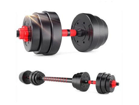 Haltere Ajustável para Musculação 2 em 1 com Barra de Extensão de 20Kg SYNERFIT