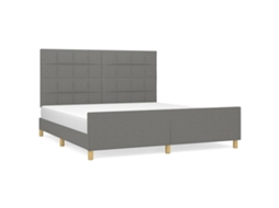 Bed Frame With Headboard, Bed Frames With Headboards Vidaxl Cinzeto Tecido (180 X 200 Cm)