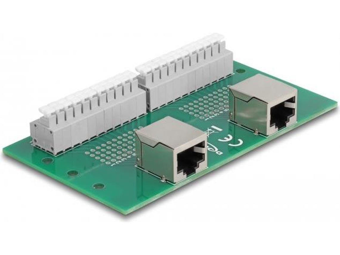 Rj50 2 X Buchse Zu 2 X Terminalblock Mit Drucktaster Für Hutschiene Delock (67014)