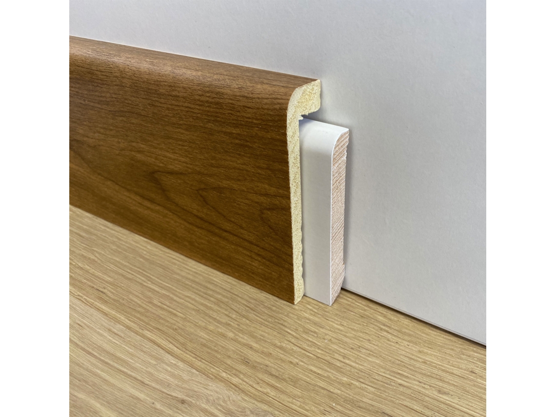 Rodapé Cobertura de Rodapé em Duropolímero Poliestruturado 100X25 Efeito Madeira Ou Branco Teca ETERNAL PARQUET