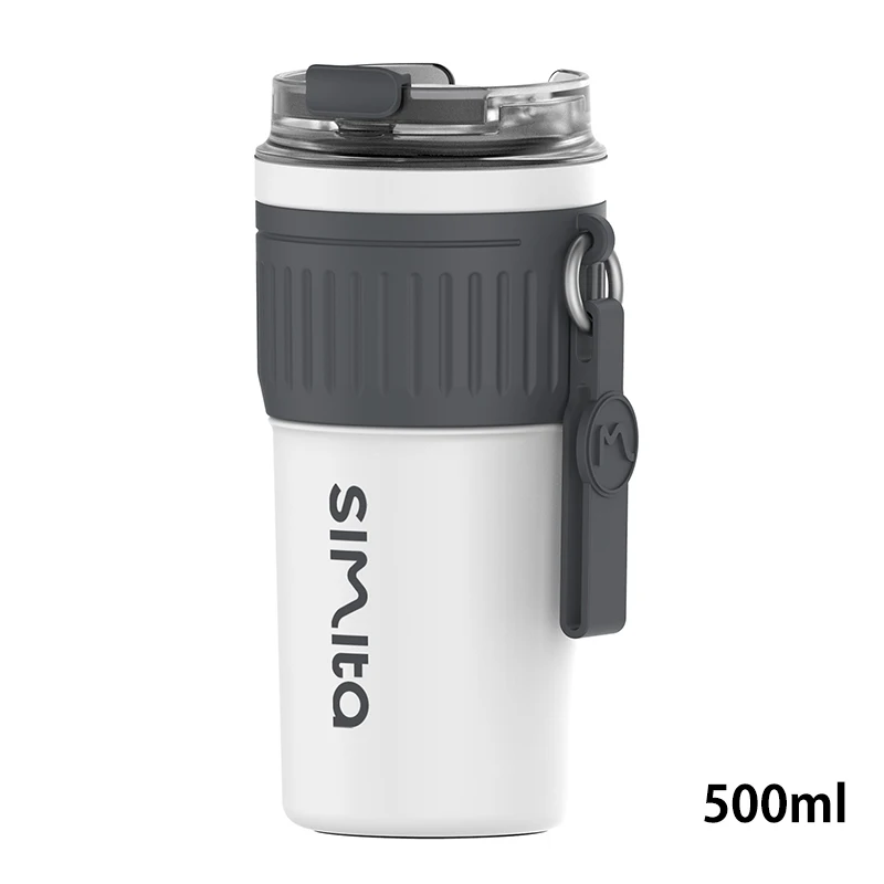 (cinza Escuro, 500ml) Garrafa Térmica De Aço Inoxidável Para Café, Portátil, Com Alça De Transporte, À Prova De Vazamentos, Ideal Para Viagens.