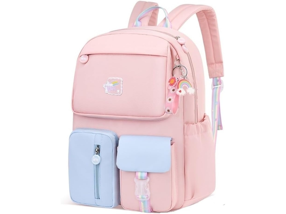 Mochila Escolar, Feminina, Estampa Floral, Azul, Aulas