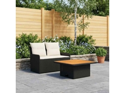 Vidaxl Sofá De Jardim Com Braço E Mesa Levantável 2 Peça Preto E Creme