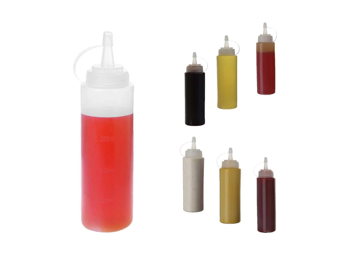 6 Garrafas de Salsa 8oz, Garrafas de Condimentos de Plástico para Mostarda, Maionese e Salsas